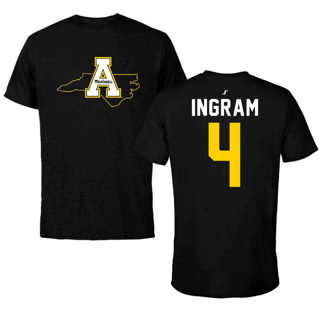 Appalachian State University Basketball Black State Tee - #4 J'Mani Ingram