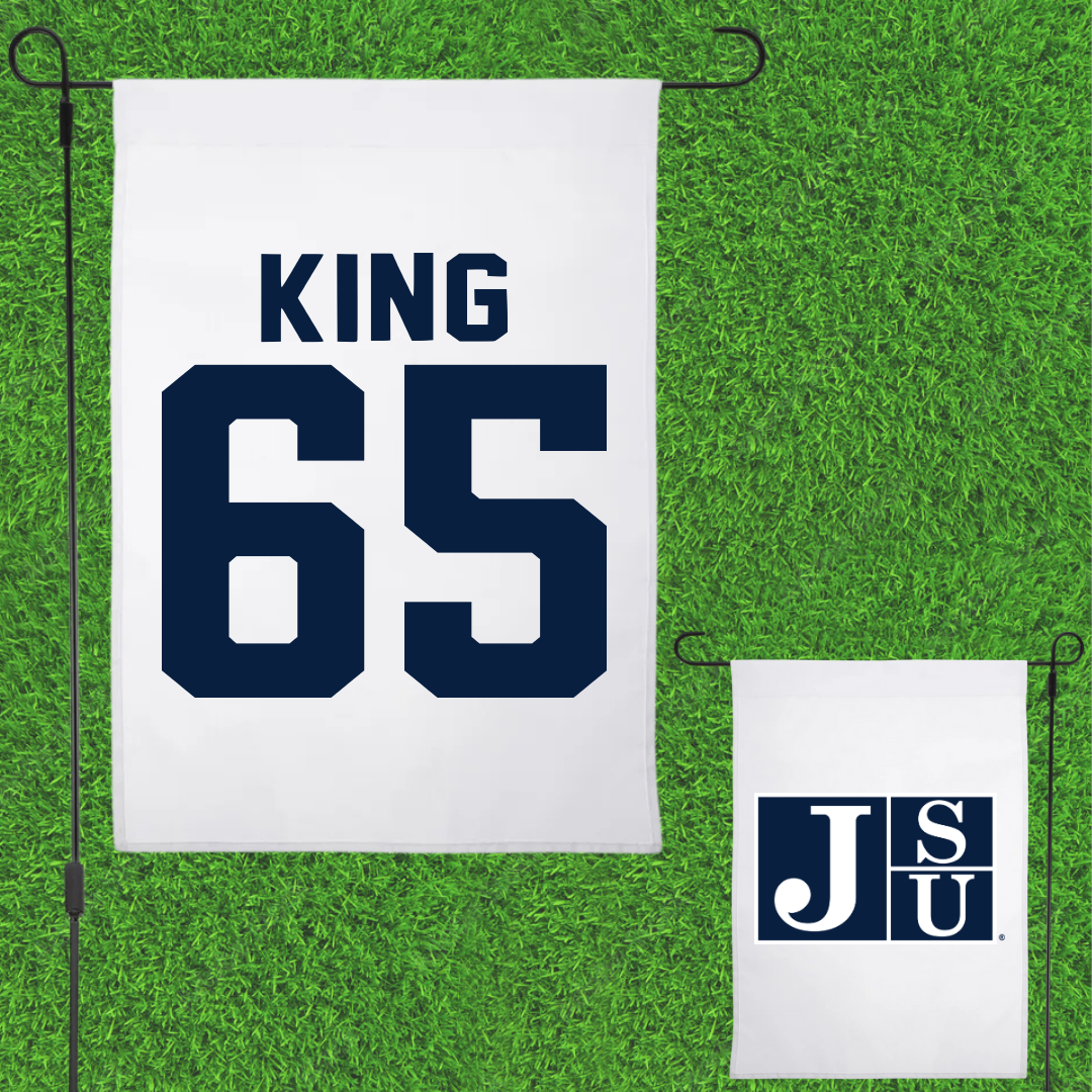 Jackson State University Football White Garden Flag - #65 Jackson King
