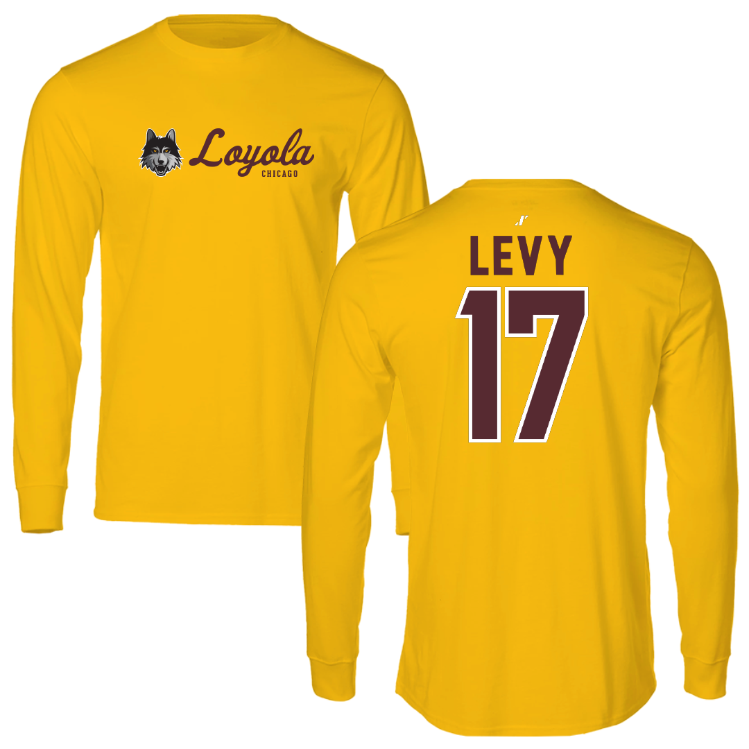 Loyola University-Chicago Soccer Gold General Performance Long Sleeve - #17 Dylan Levy
