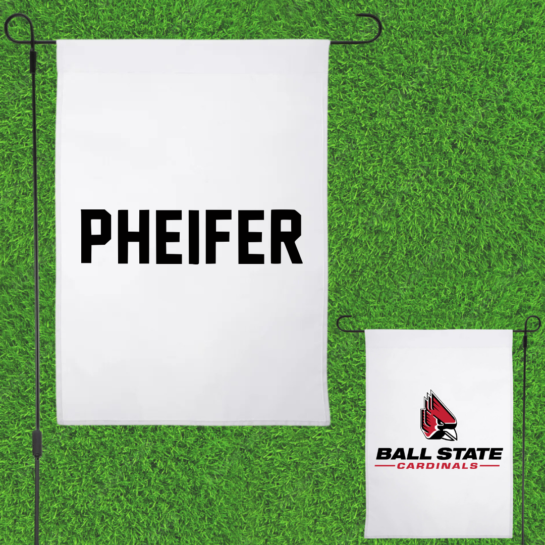 Ball State University Swimming & Diving White Garden Flag - Ethan Pheifer