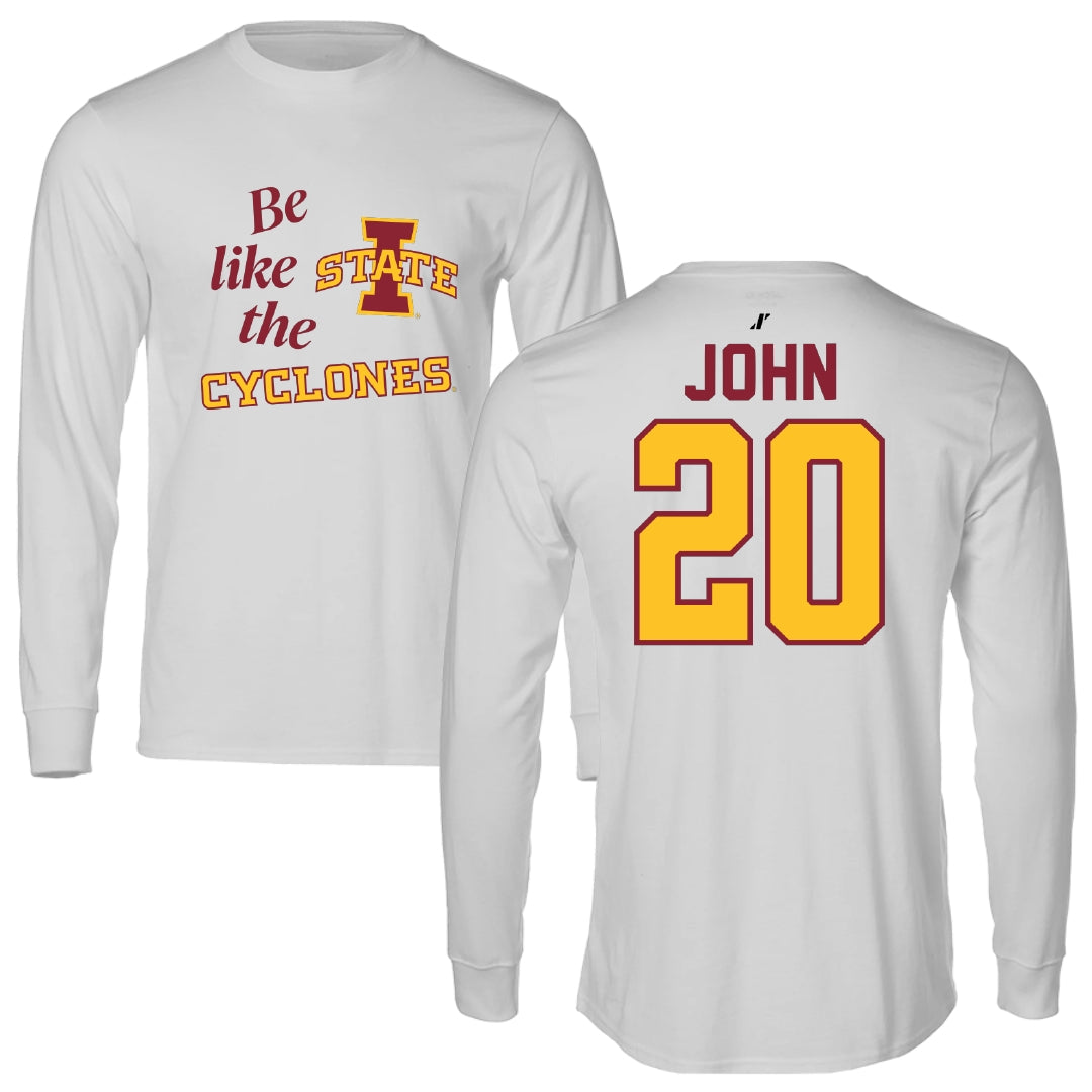 Iowa State University Soccer Light Gray Be Like Us Long Sleeve - #20 Regan John