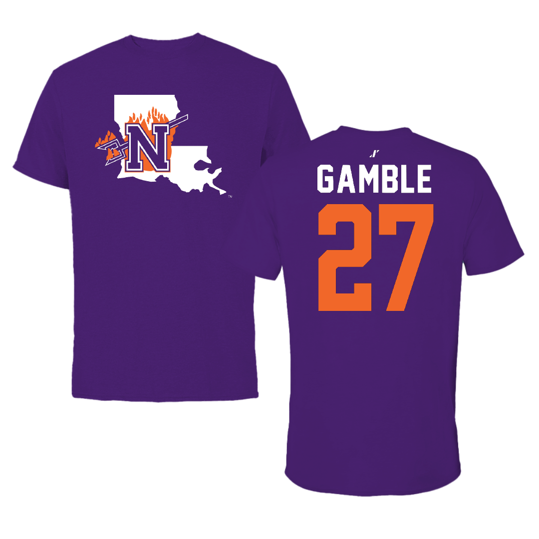 Northwestern State University Volleyball Purple State Tee - #27 Jordan Gamble