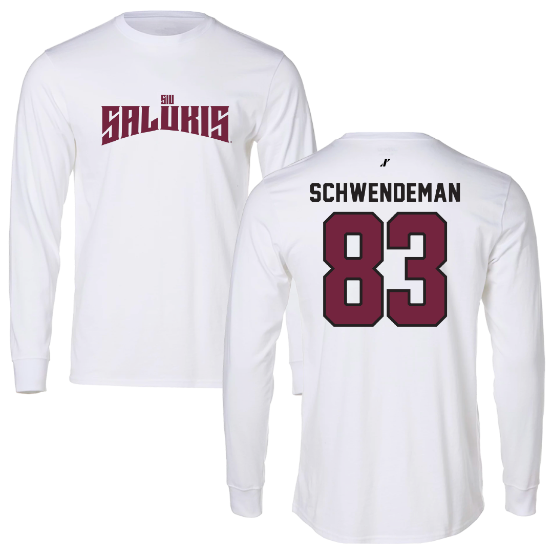 Southern Illinois University at Carbondale Football White Classic Performance Long Sleeve - #83 Ryan Schwendeman