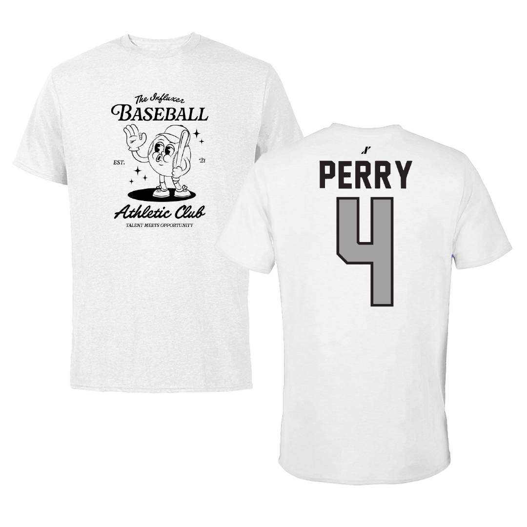 Baseball White Influxer Athletic Club Tee - #4 Tanner Perry