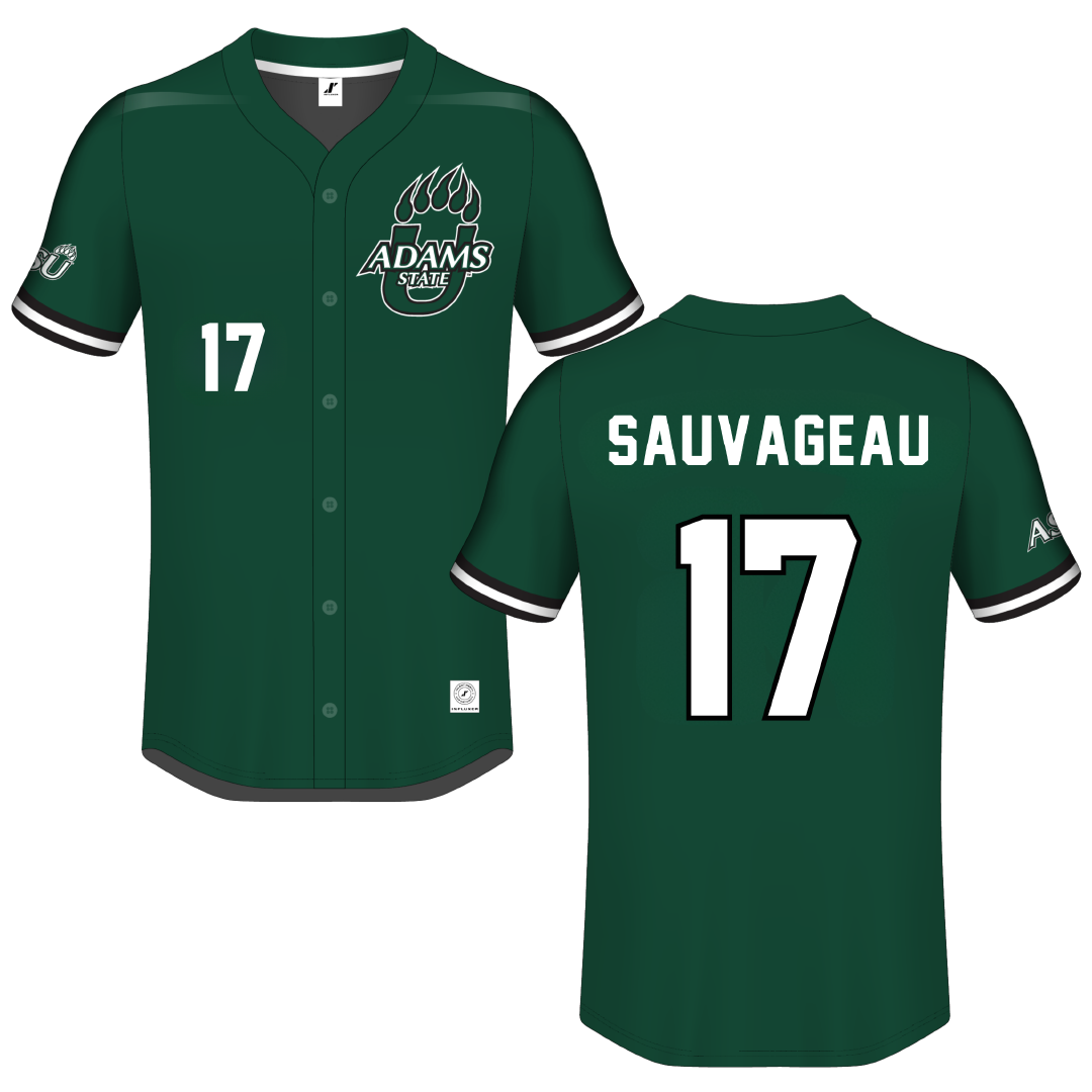 Adams State University Green Button-Down Jersey - #17 Emily Sauvageau