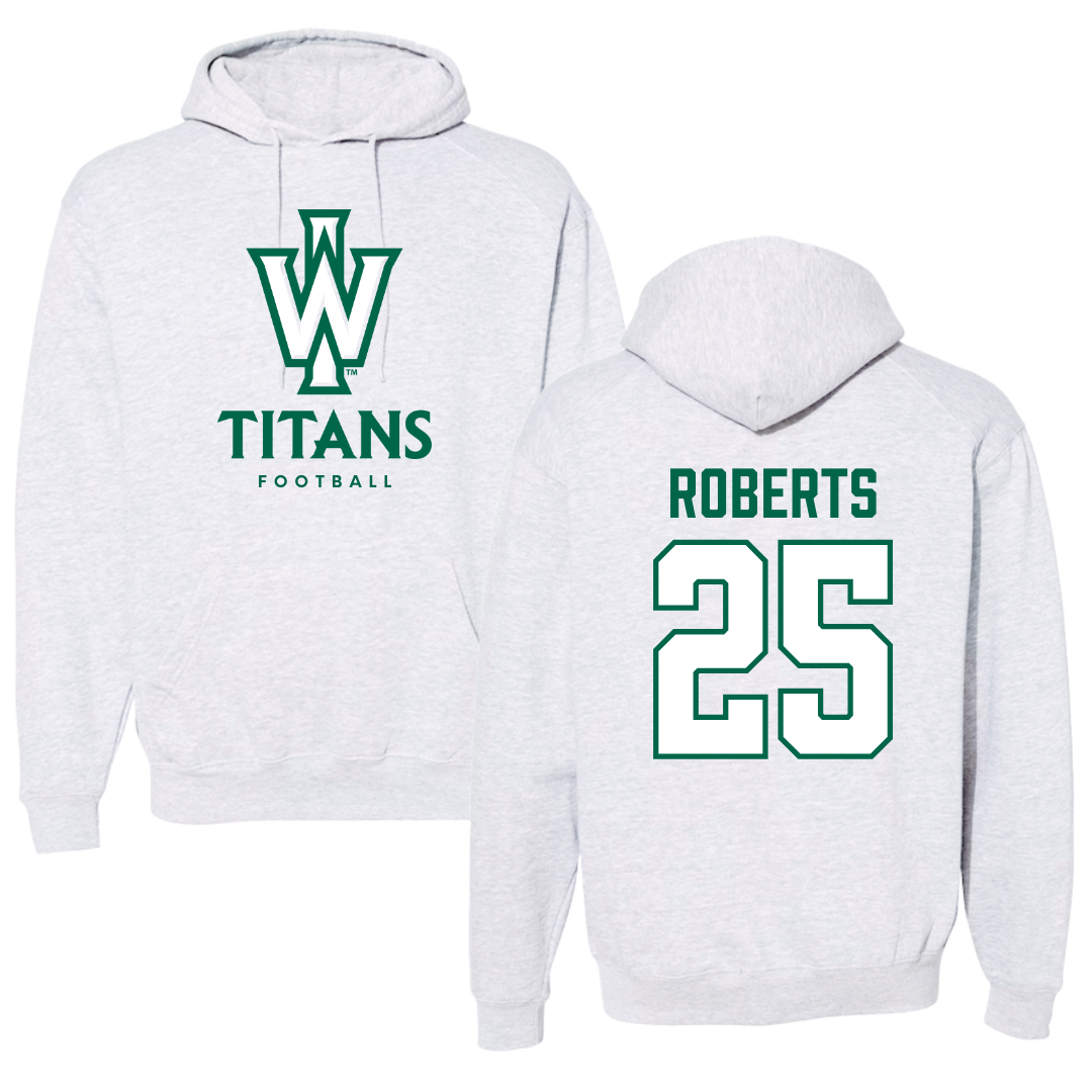 Illinois Wesleyan University Football Gray Hoodie - #25 Jaxson Roberts