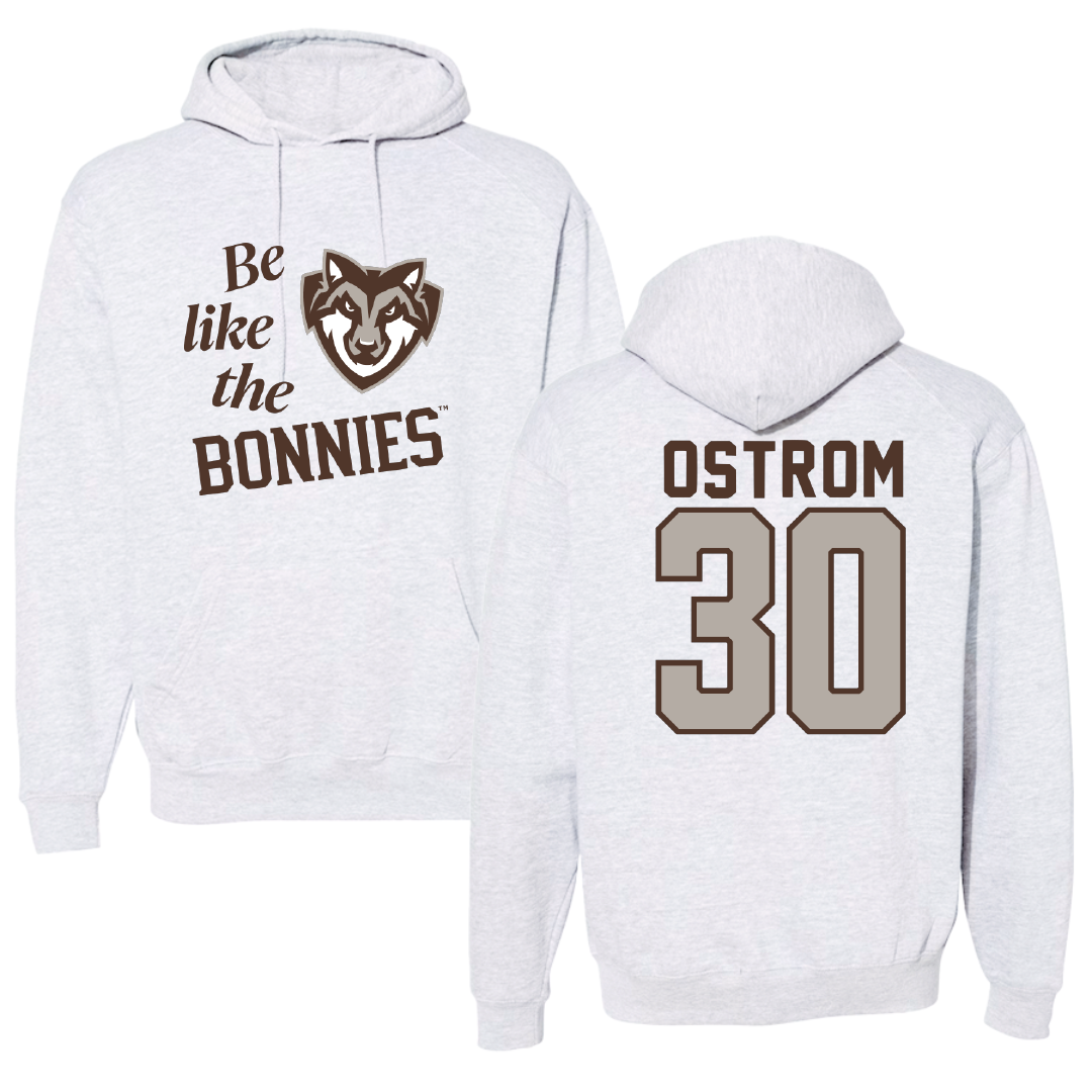 St. Bonaventure University Basketball Light Gray Be Like Us Hoodie - #30 Broek Ostrom