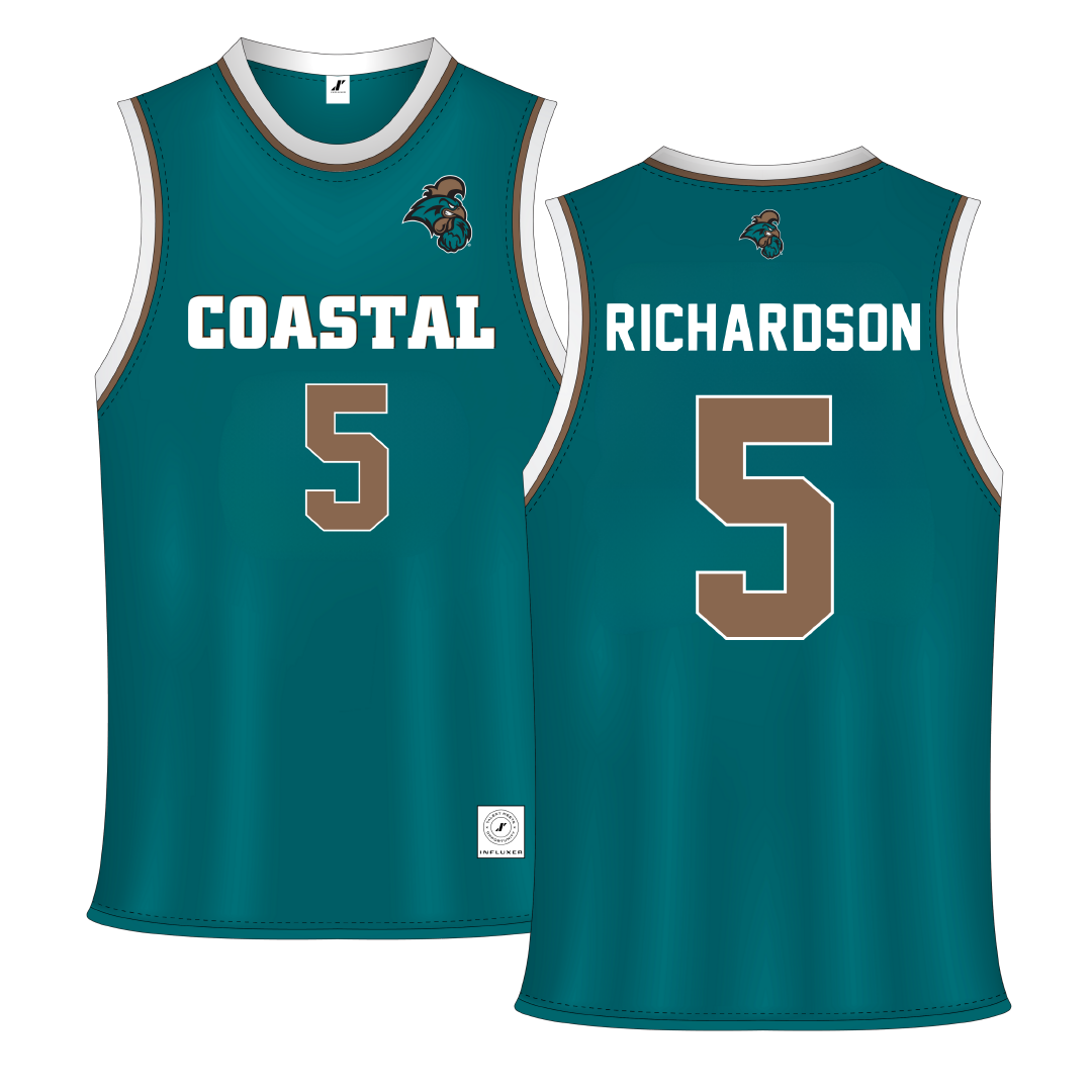 Coastal Carolina University Teal Basketball Jersey - #5 Deaja Richardson