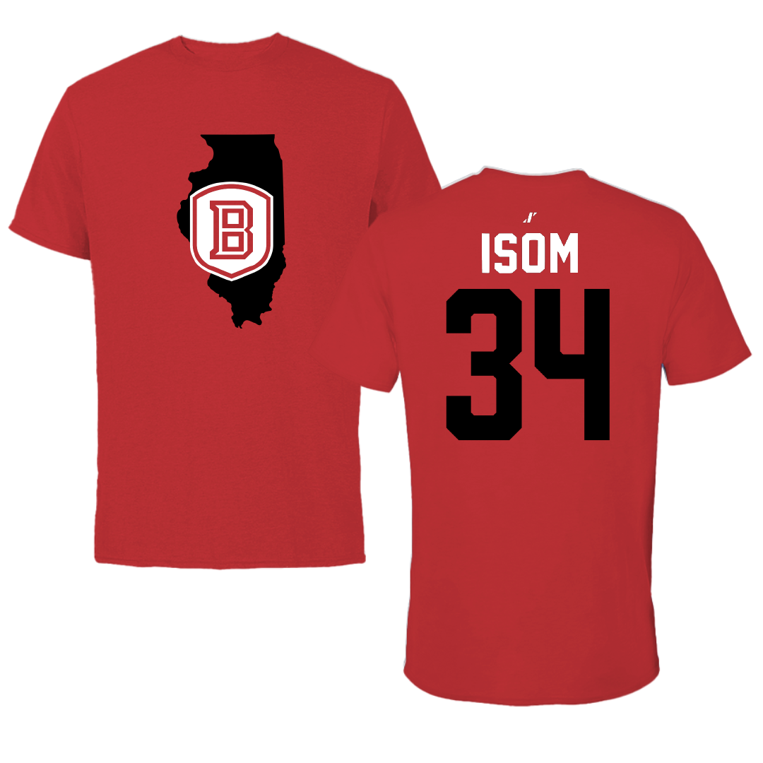 Bradley University Soccer Red State Tee - #34 Nathaniel Isom
