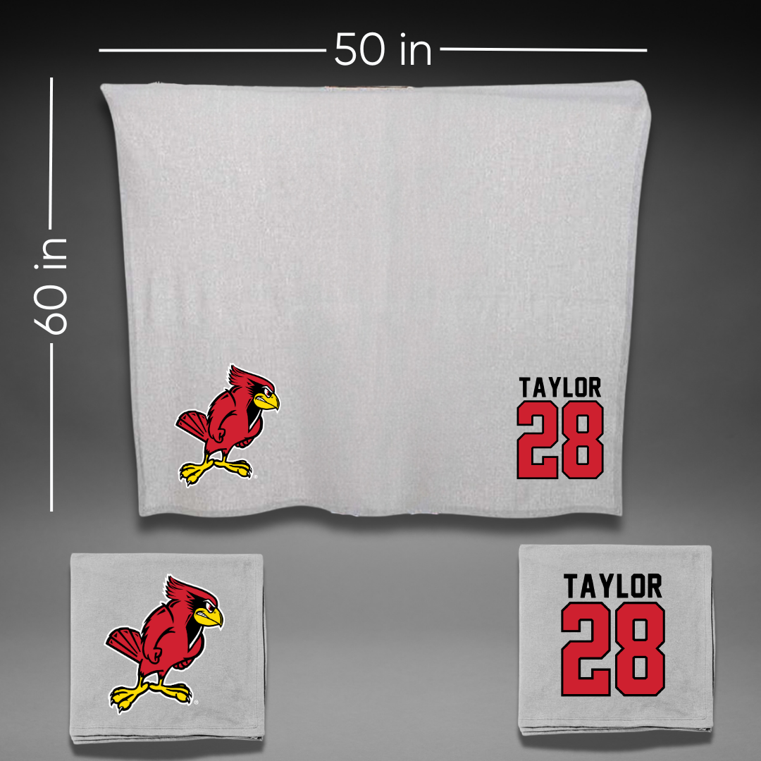 Illinois State University Football Gray Blanket - #28 Chris Taylor