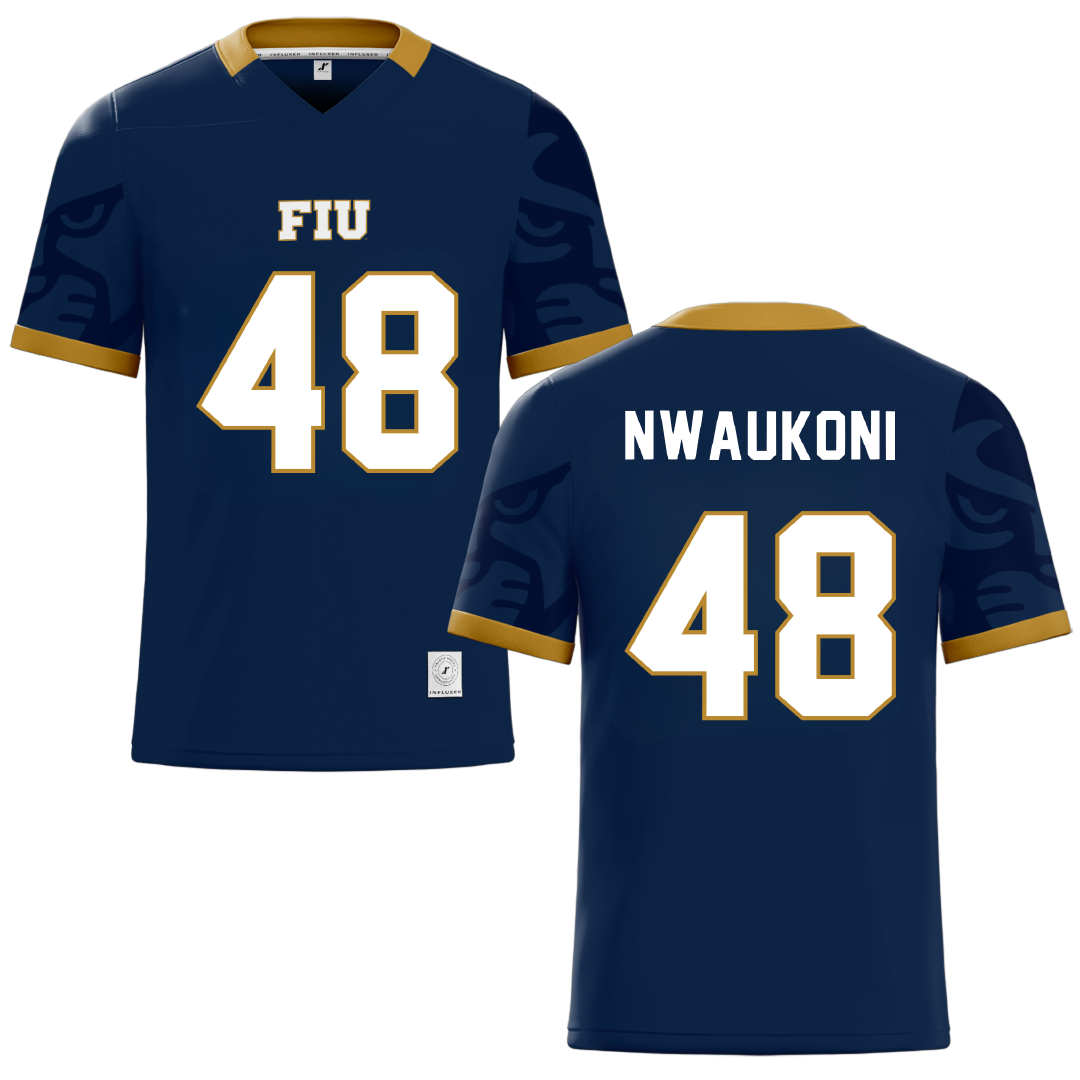 Florida International University Blue Football Jersey - #48 Richard Nwaukoni