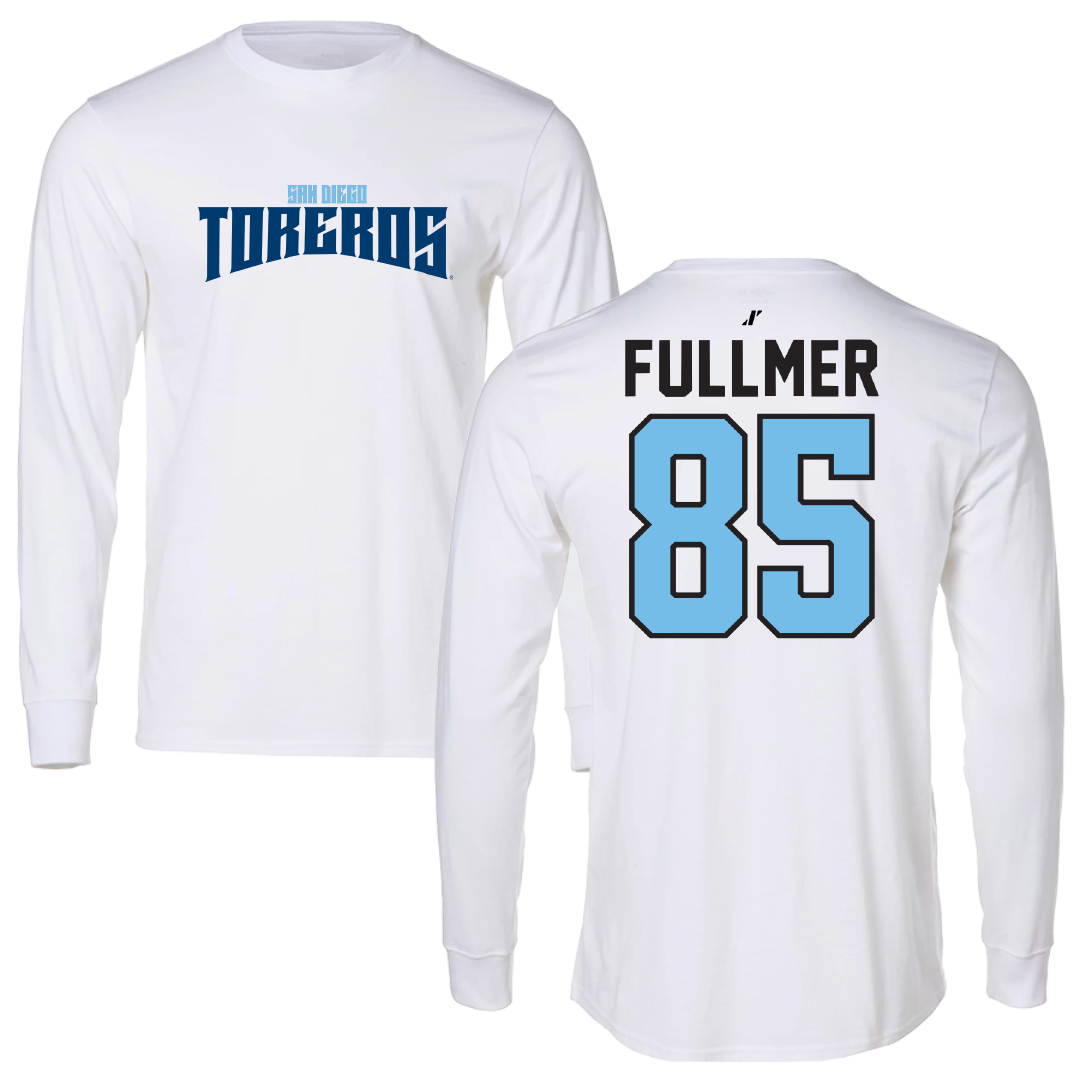 University of San Diego Football White Classic Performance Long Sleeve - #85 Zane Fullmer
