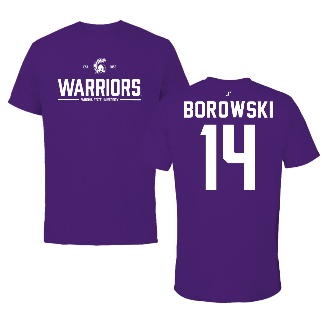 Winona State University Basketball Purple General Tee - #14 Ty Borowski