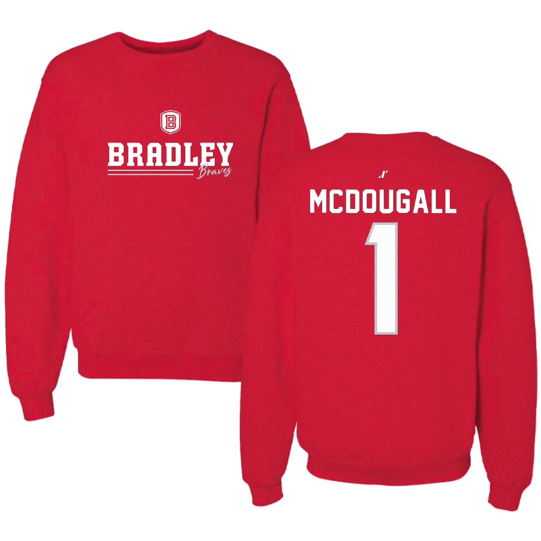 Bradley University Basketball Red General Crewneck - #1 Claire McDougall