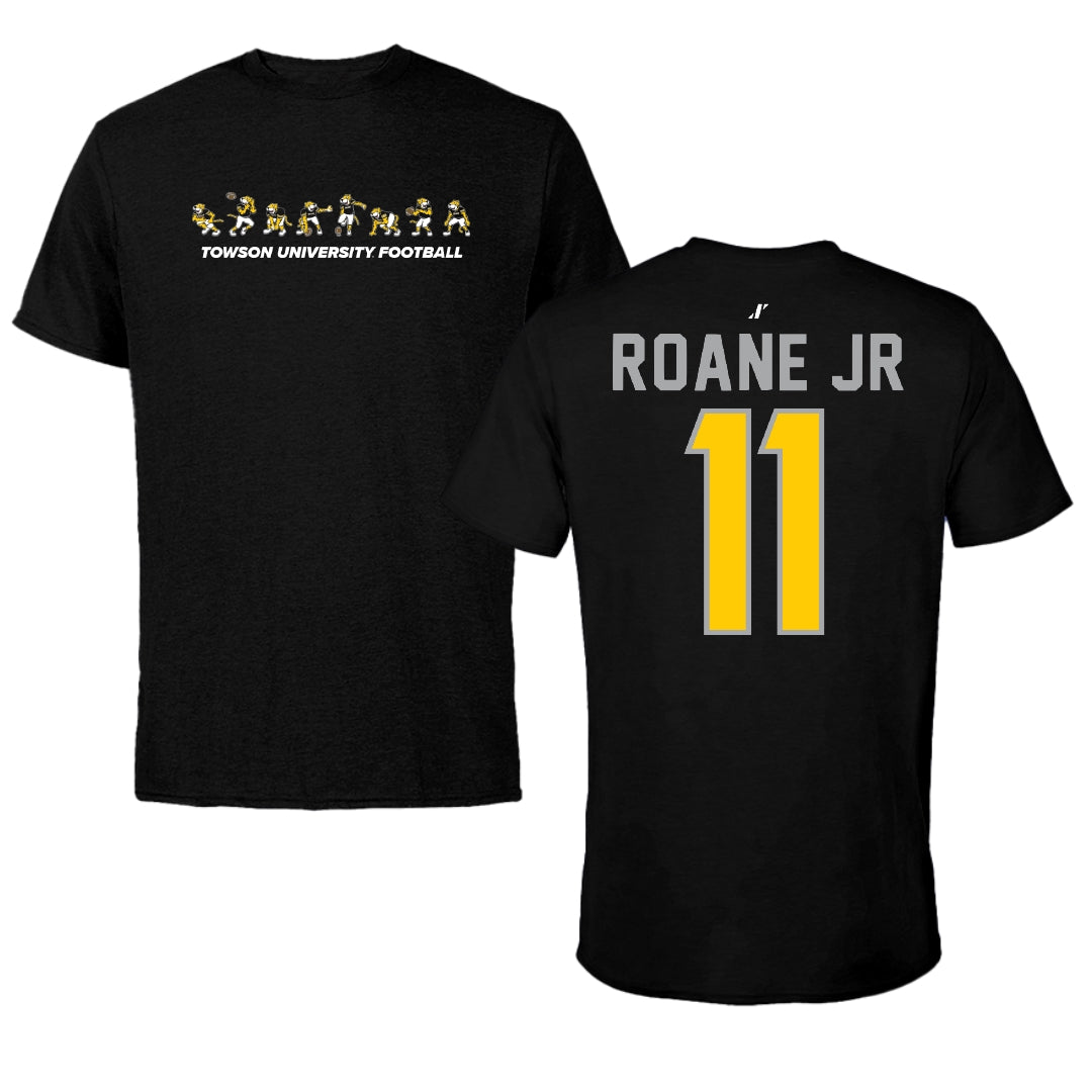 Towson University Football Black Cartoon Doc Team Tee - #11 Rodney Roane Jr