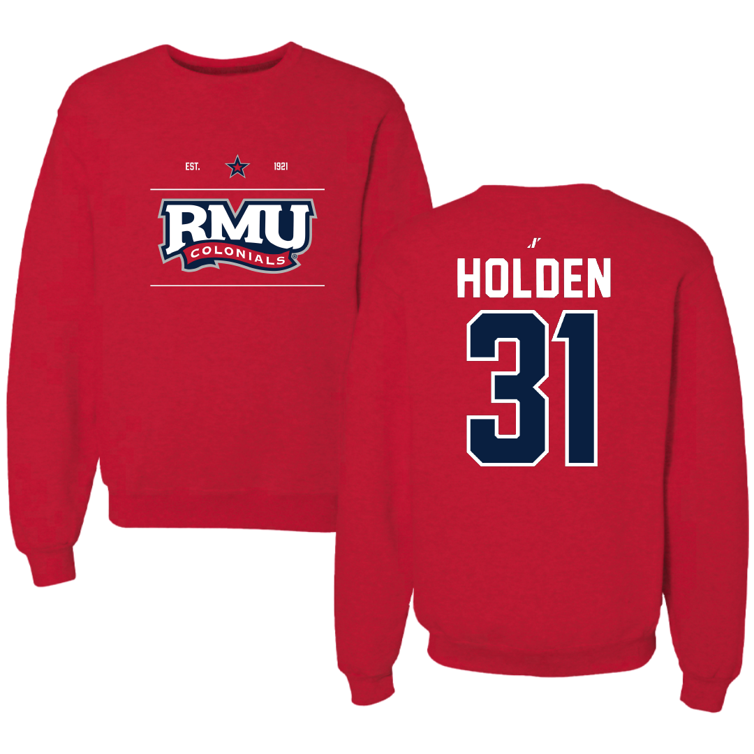 Robert Morris University Lacrosse Red General Crewneck - #31 Elliot Holden