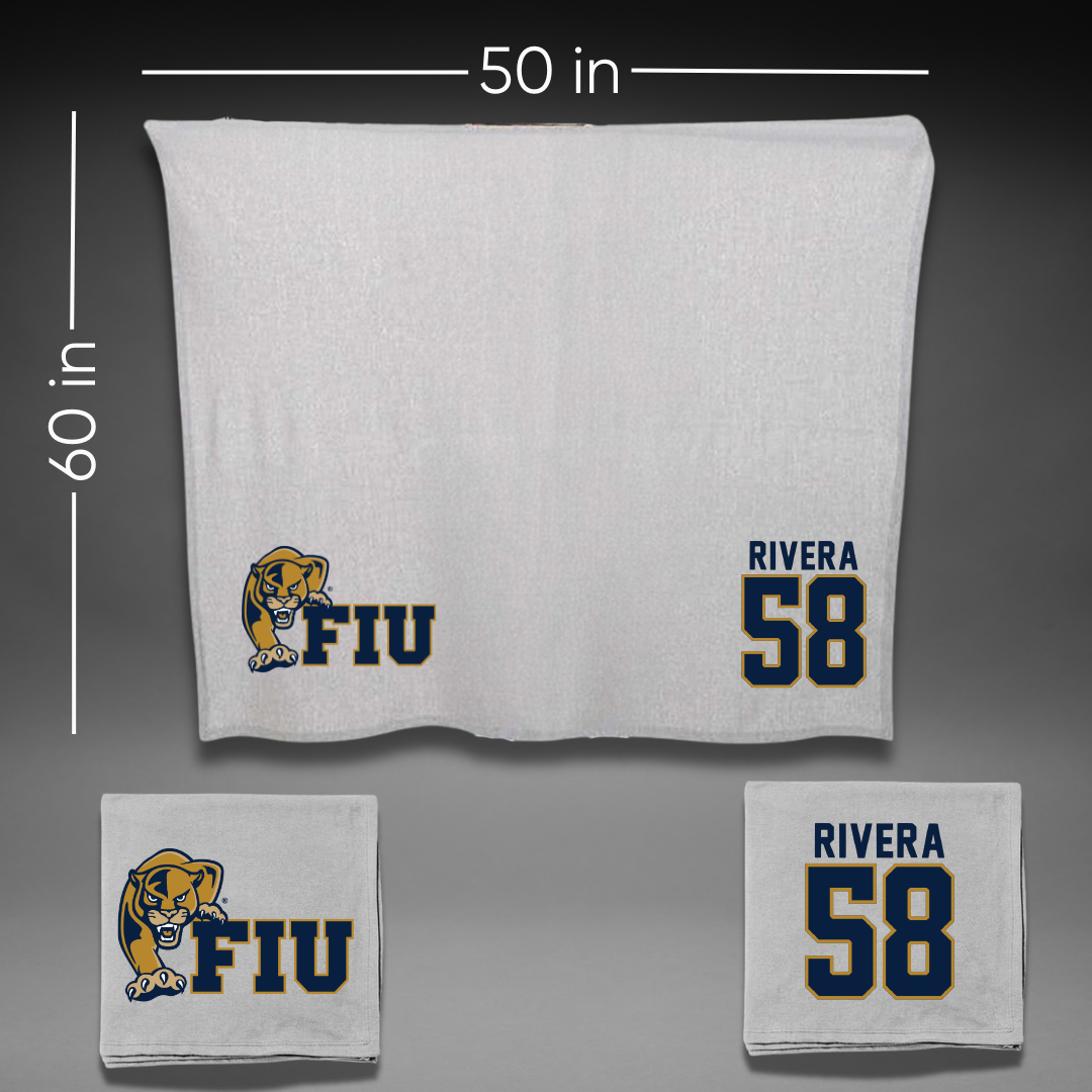 Florida International University Football Gray Blanket - #58 Ashton Rivera