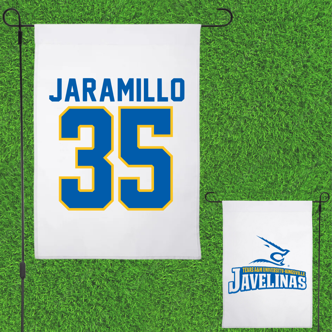 Texas A&M University-Kingsville Football White Garden Flag - #35 Luis Jaramillo