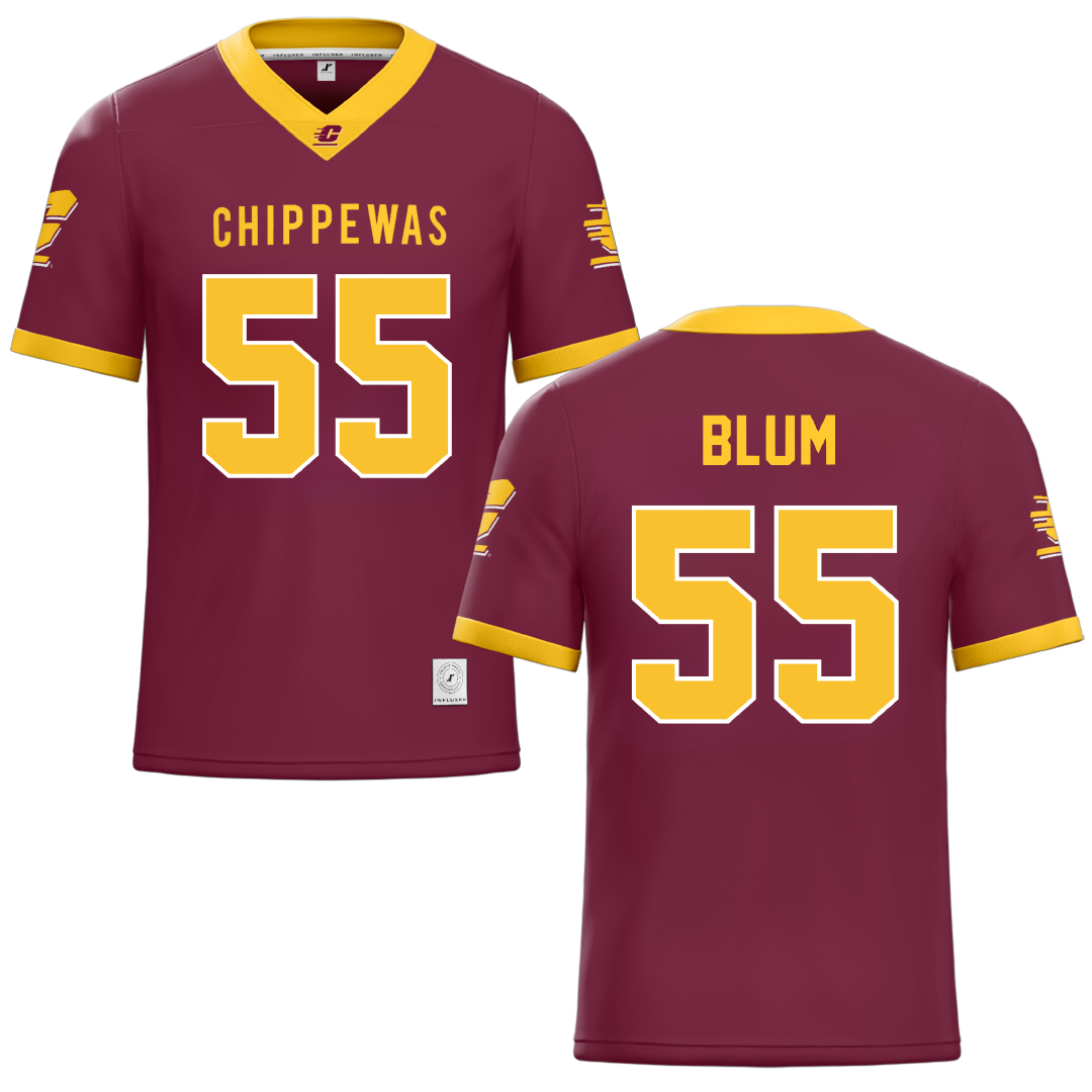 Central Michigan University Maroon Football Jersey - #55 Ryan Blum