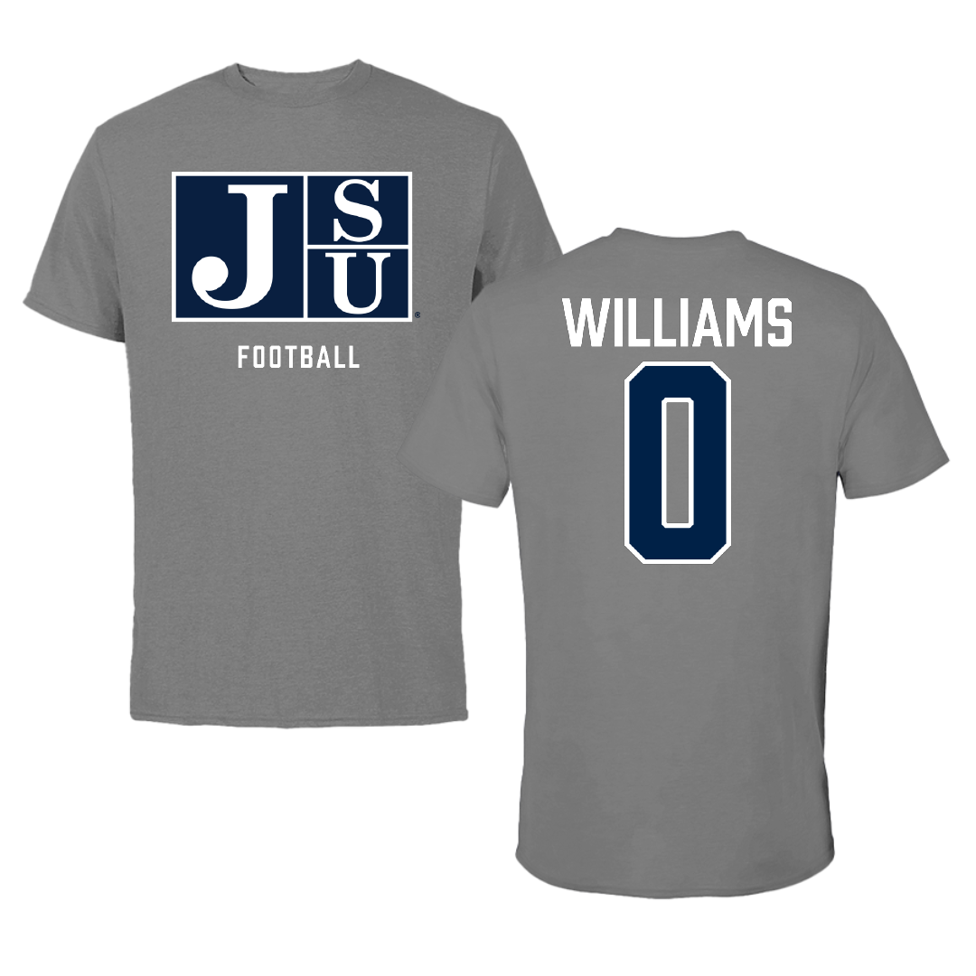 Jackson State University Football Gray Tee - #0 Jeremiah Williams