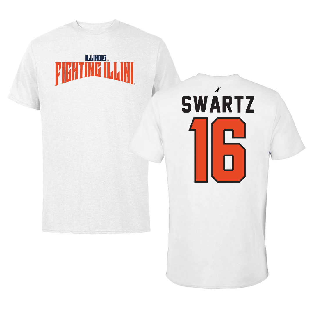 University of Illinois Baseball White Classic Performance Tee - #16 Jake Swartz