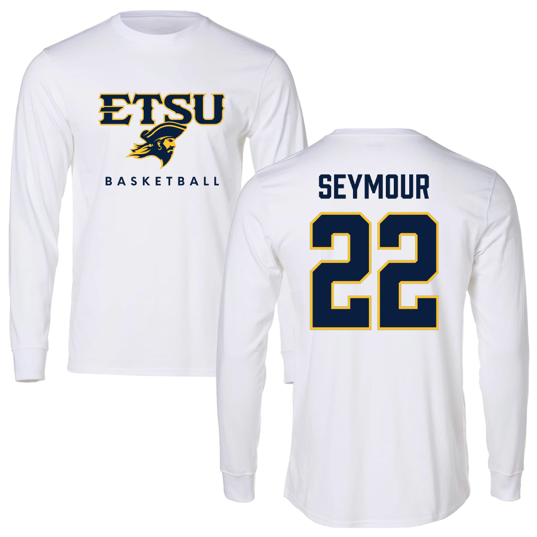 East Tennessee State University Basketball White Performance Long Sleeve - #22 Jaden Seymour