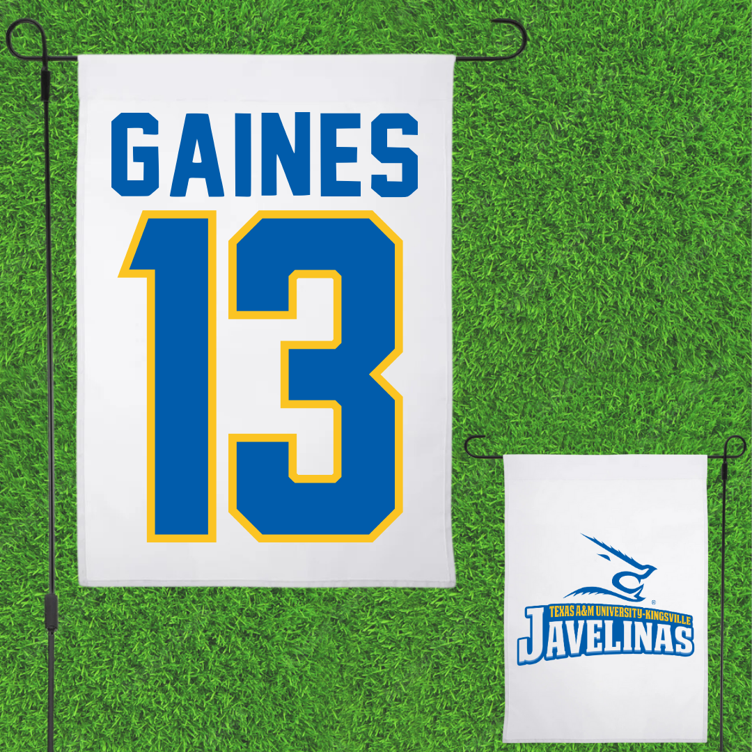 Texas A&M University-Kingsville Football White Garden Flag - #13 Jason Gaines