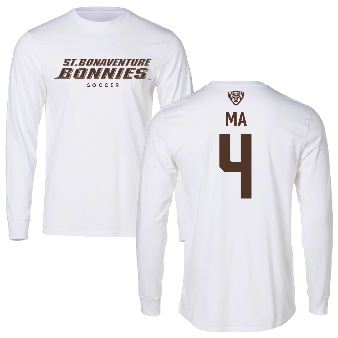 St. Bonaventure University Soccer White Performance Long Sleeve - #4 Lilly Ma