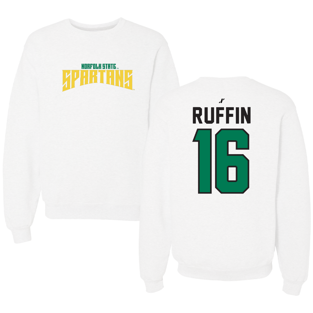 Norfolk State University Football White Classic Crewneck - #16 Christian Ruffin