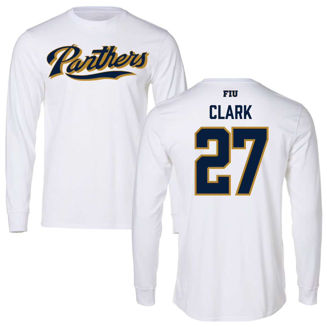 Florida International University Football White Panthers Long Sleeve - #27 Mister Clark