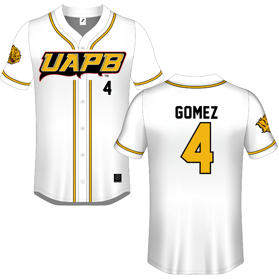 University of Arkansas-Pine Bluff White Button-Down Jersey - #4 Jazlyn Gomez