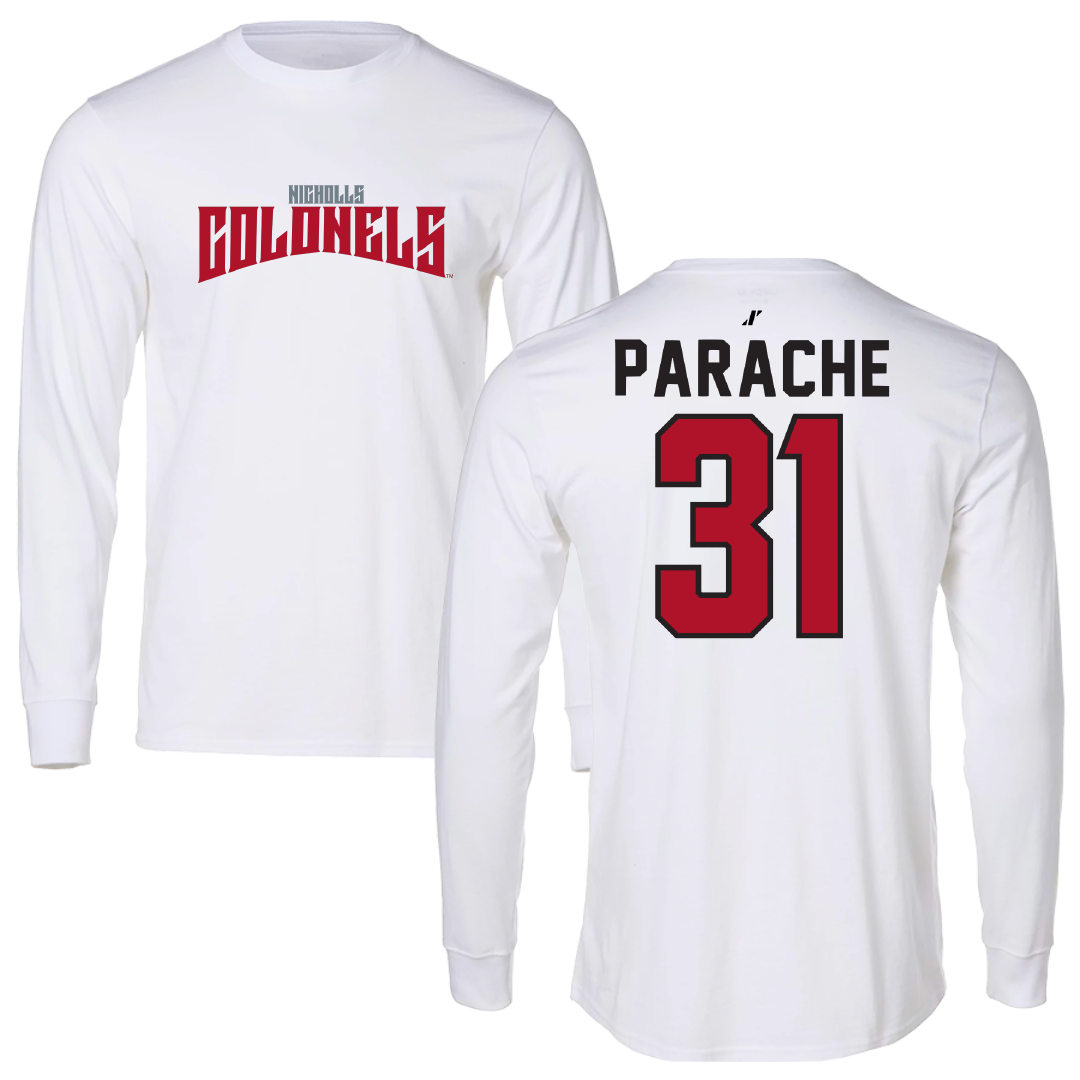 Nicholls State University Baseball White Classic Long Sleeve - #31 Nuno Parache
