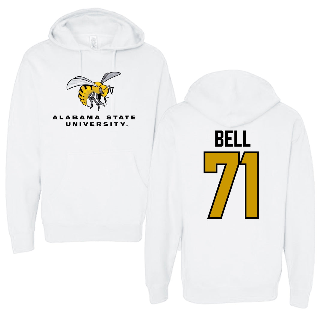 Alabama State University Football White Block Hoodie - #71 Kriston Bell