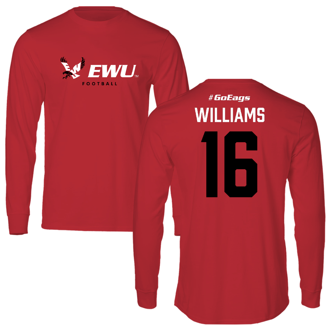 Eastern Washington University Football Red Long Sleeve - #16 Miles Williams