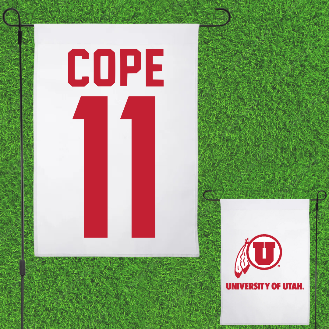 University of Utah Football White Garden Flag - #11 Makai Cope