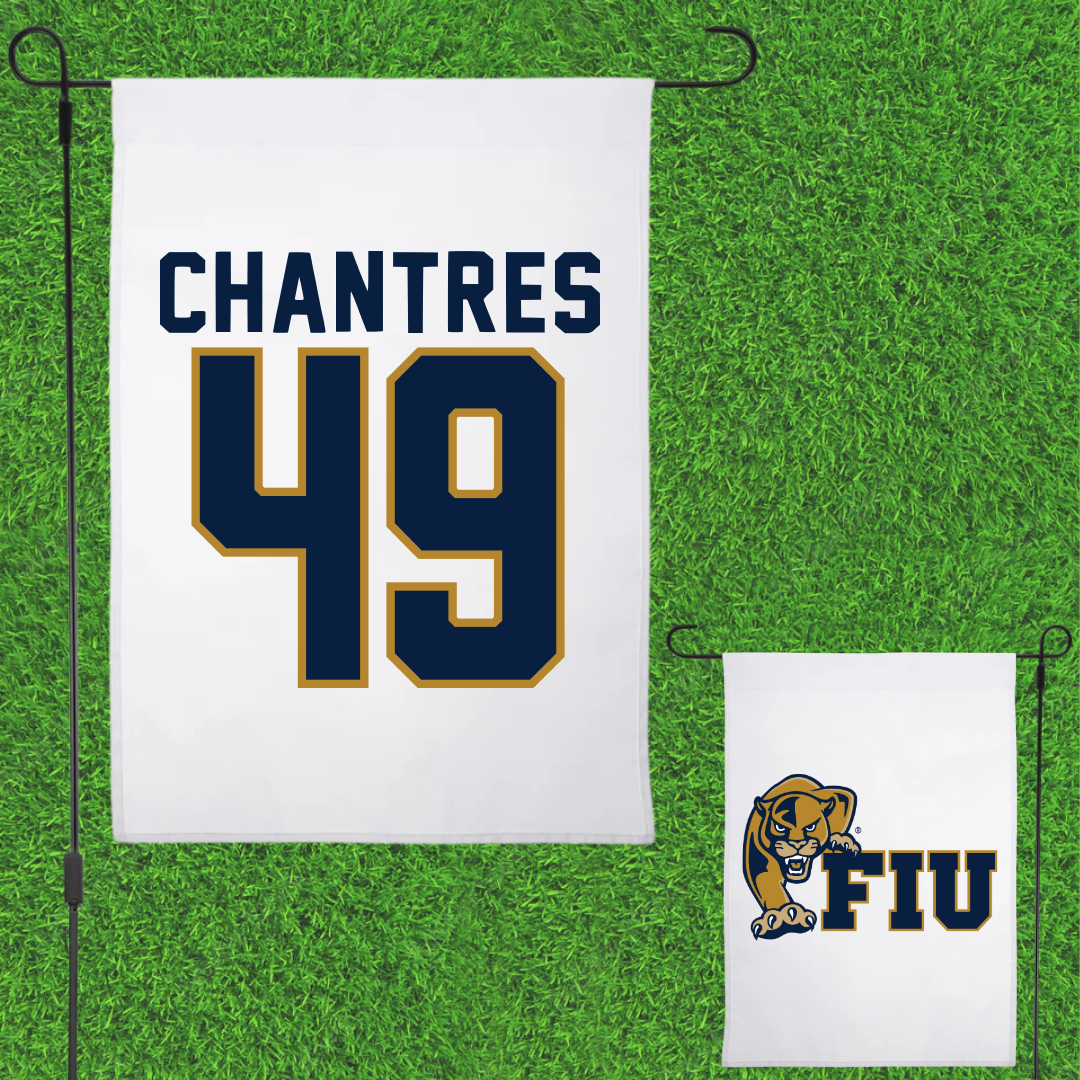 Florida International University Baseball White Garden Flag - #49 Lucas Chantres