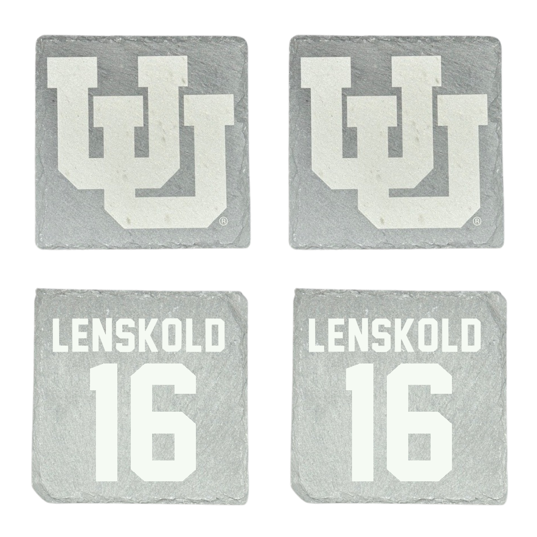 University of Utah Lacrosse Stone Coaster (4 Pack)  - #16 Colin Lenskold