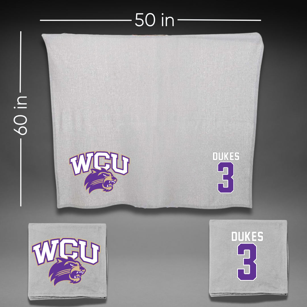 Western Carolina University Football Gray Blanket - #3 Samaurie Dukes