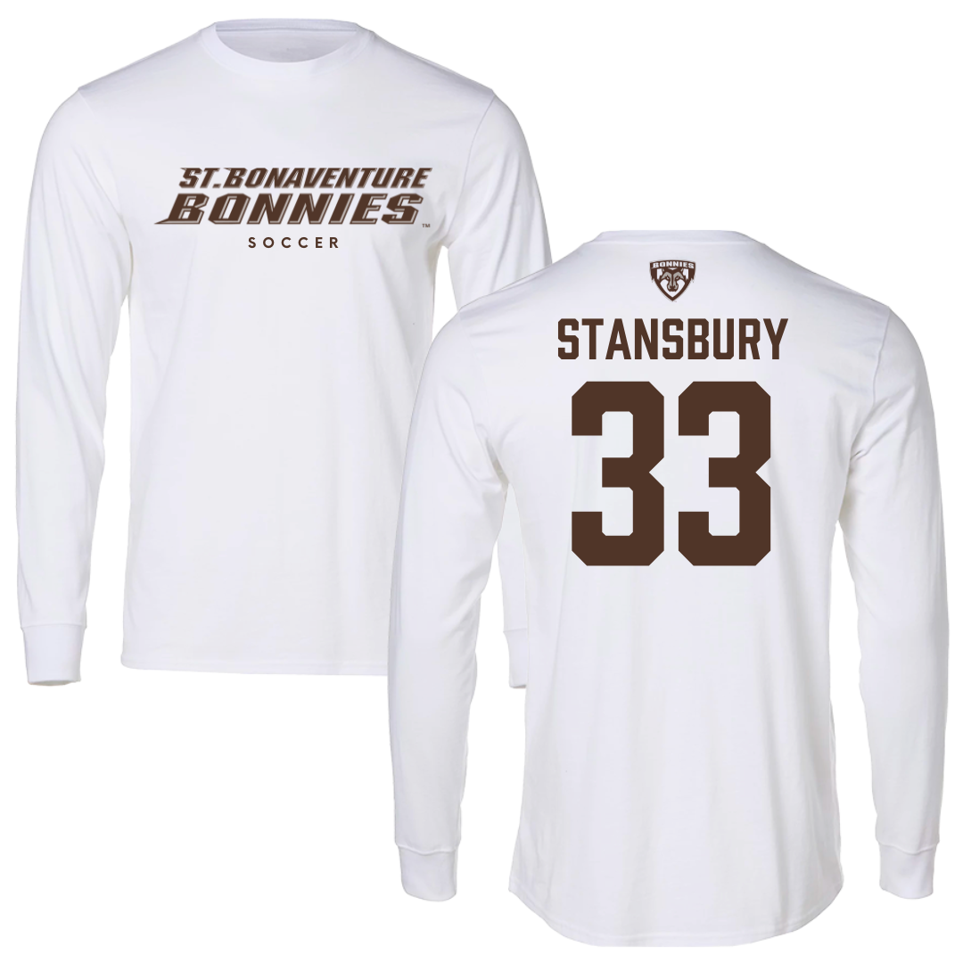 St. Bonaventure University Soccer White Performance Long Sleeve - #33 Kendall Stansbury