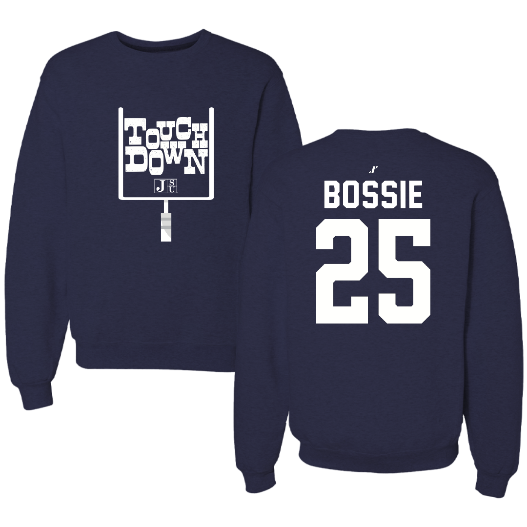Jackson State University Football Navy Touchdown Crewneck - #25 Jaden Bossie