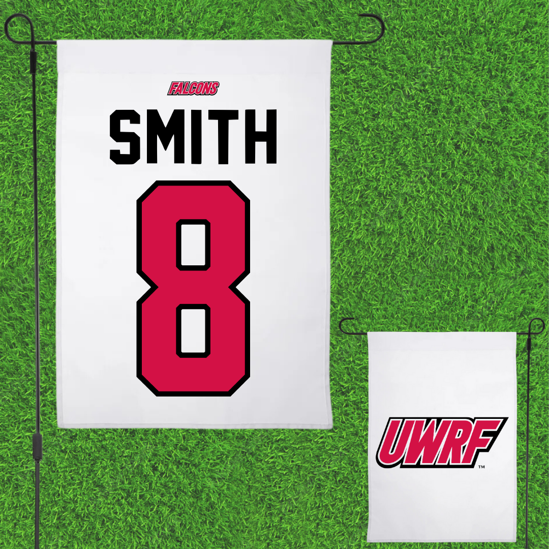 University of Wisconsin-River Falls Ice Hockey White Garden Flag - #8 Dylan Smith