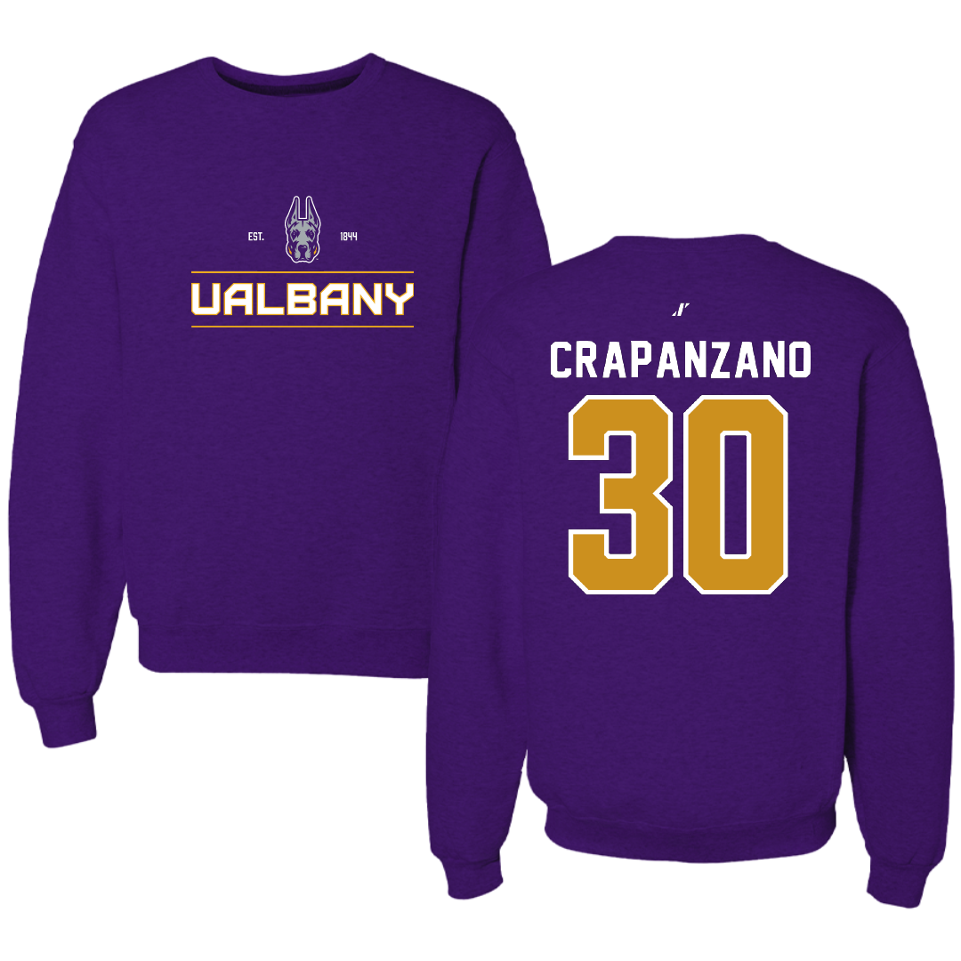 University at Albany Lacrosse Purple General Crewneck - #30 Christopher Crapanzano