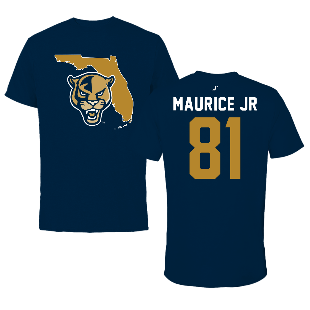 Florida International University Football Navy State Performance Tee - #81 Luby Maurice Jr