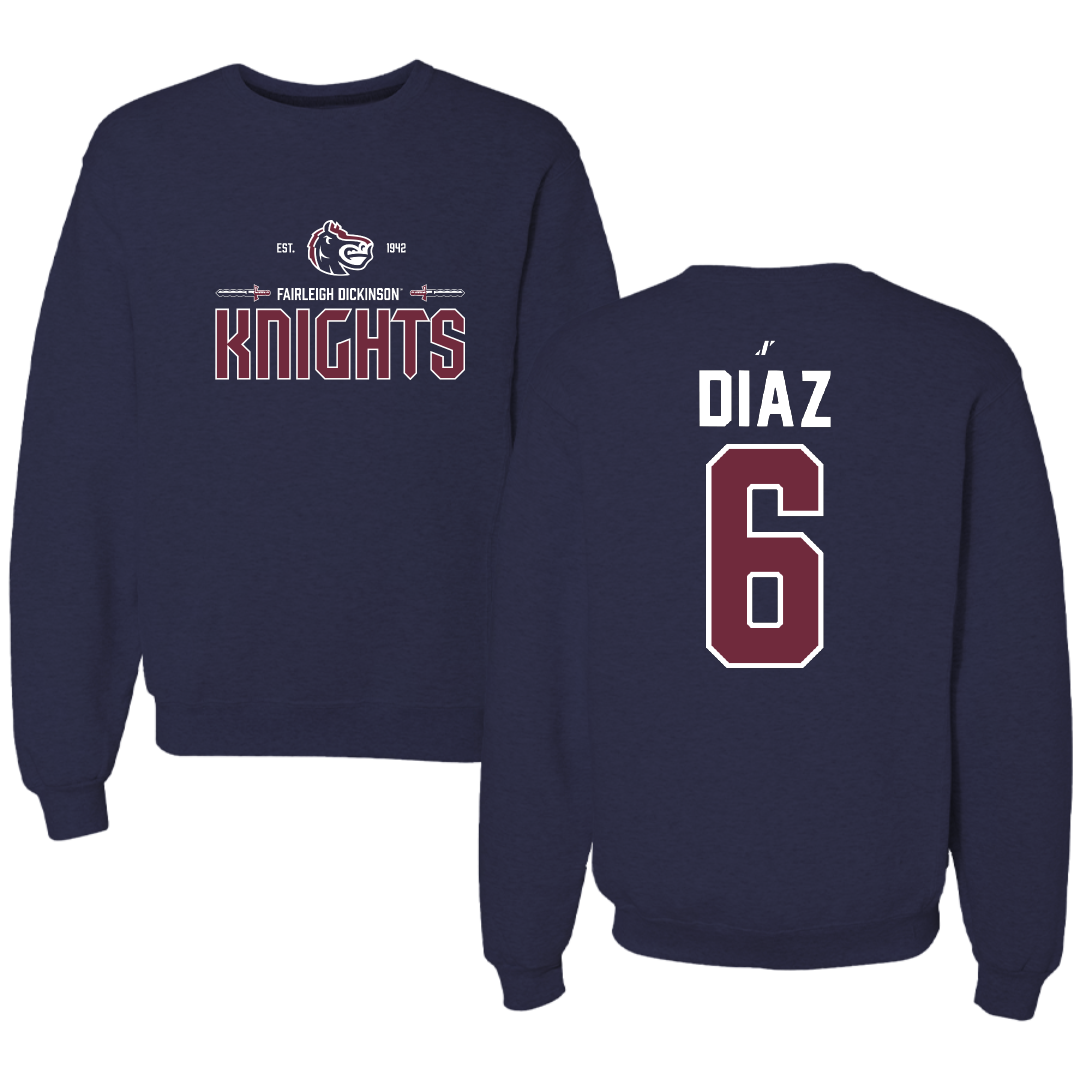 Fairleigh Dickinson University-Metropolitan Campus Volleyball Navy General Crewneck - #6 Diego Diaz