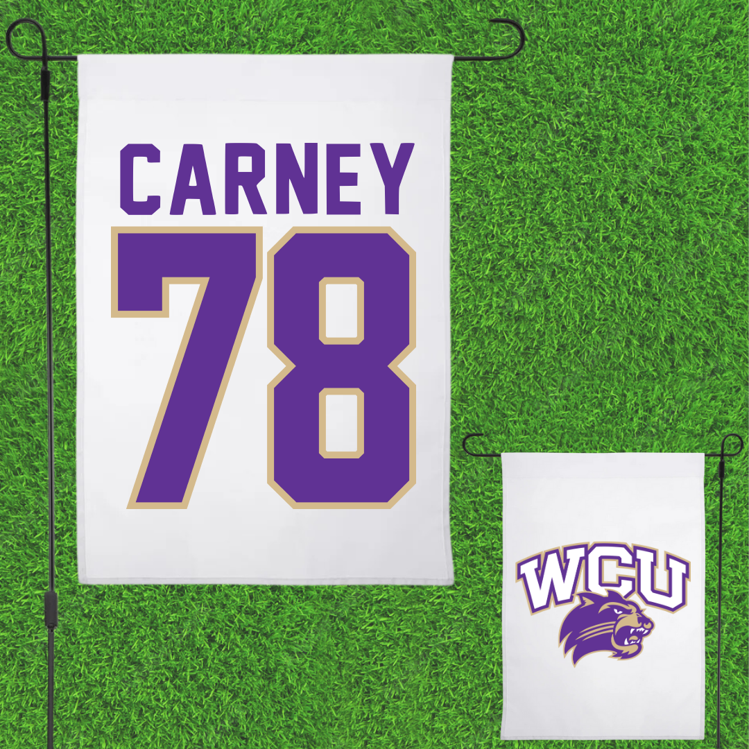 Western Carolina University Football White Garden Flag - #78 Evan Carney