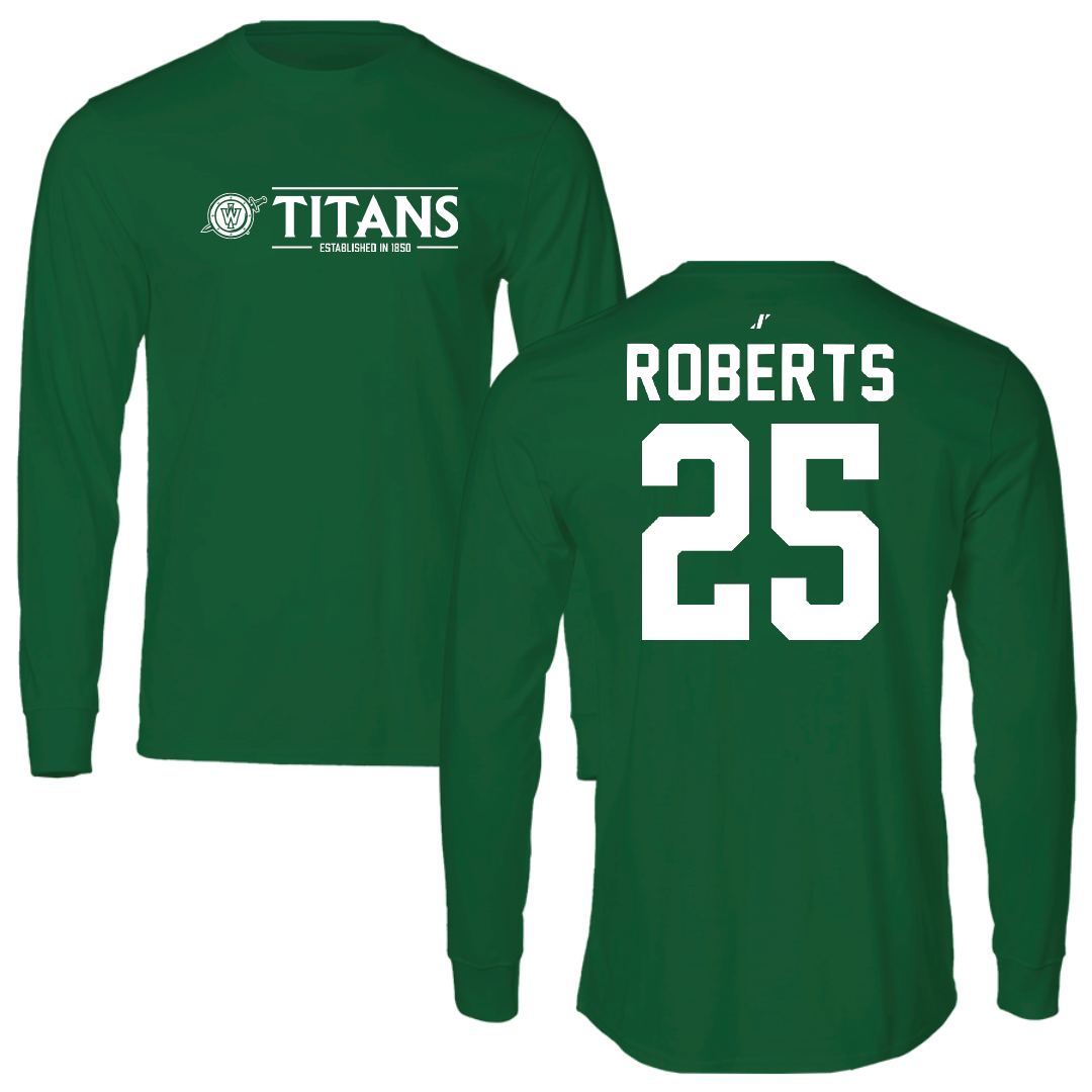Illinois Wesleyan University Football Green General Performance Long Sleeve - #25 Jaxson Roberts