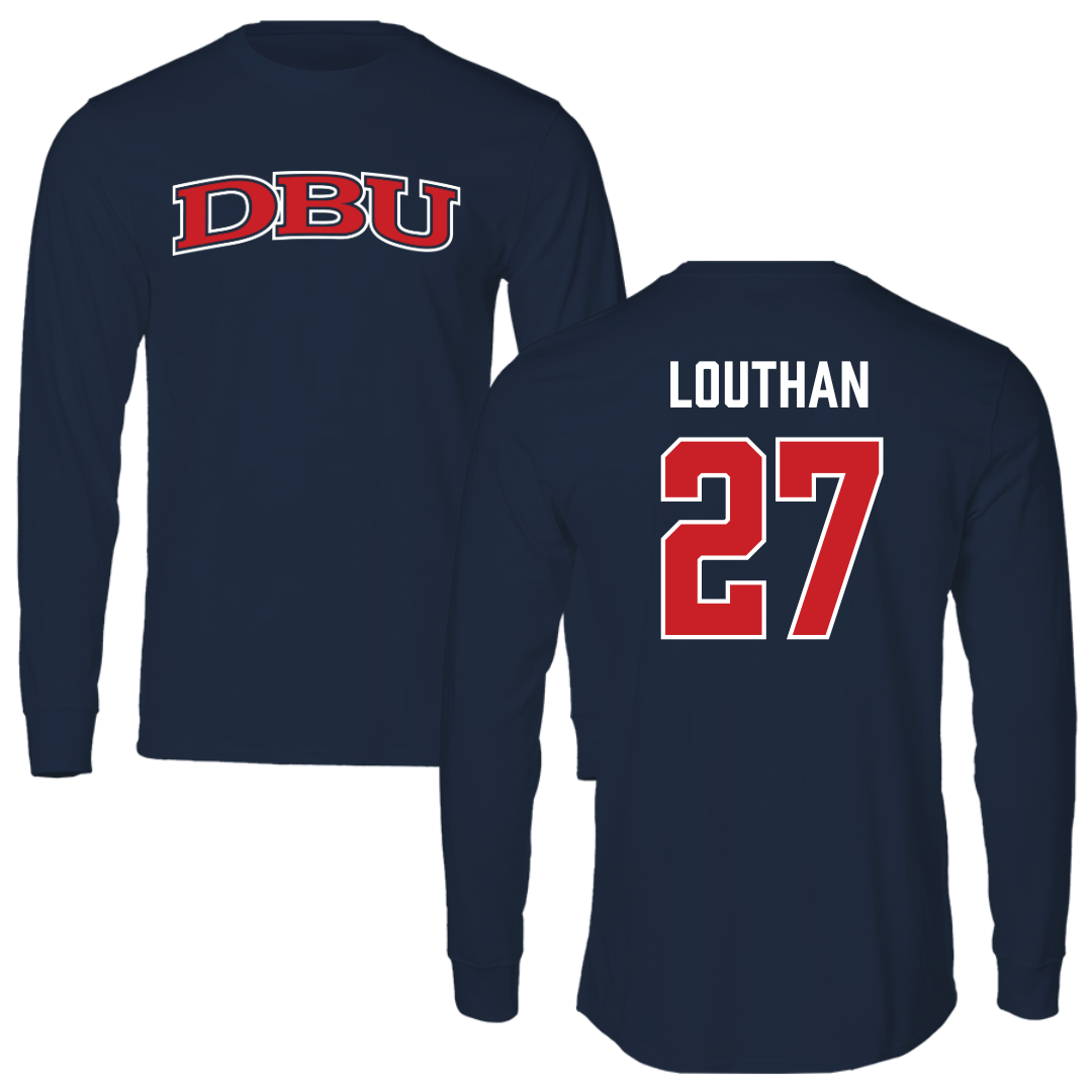 Dallas Baptist University Soccer Navy DBU Performance Long Sleeve - #27 Anne Louthan