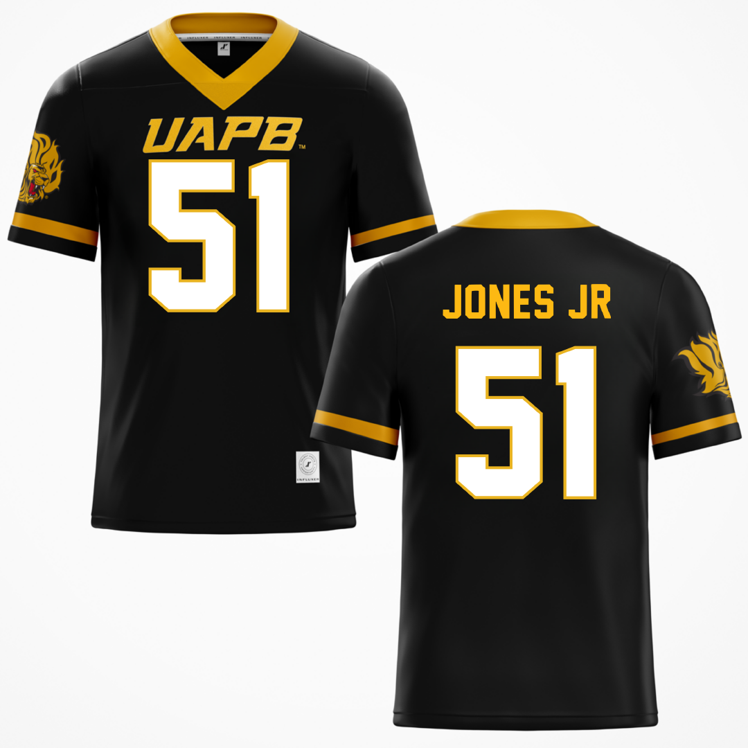University of Arkansas-Pine Bluff Black Football Jersey - #51 Rolando Jones Jr