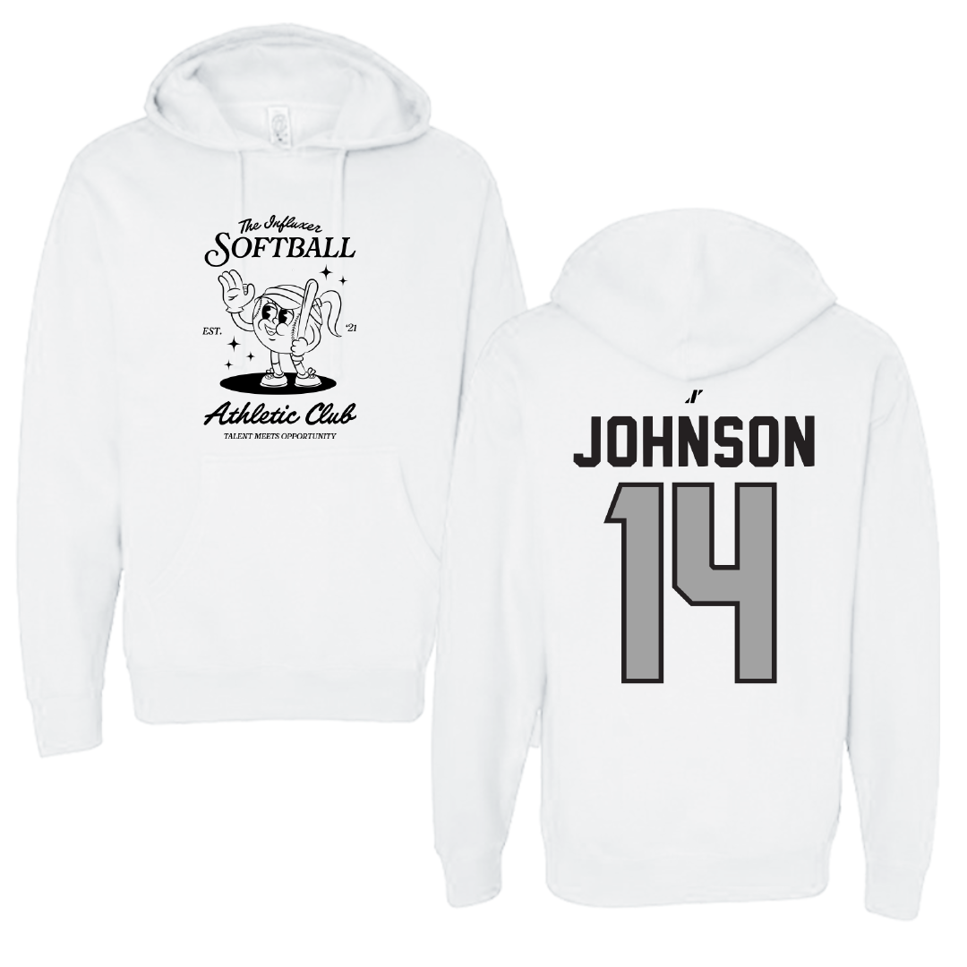 Softball White Influxer Athletic Club Hoodie - #14 Taylor Johnson