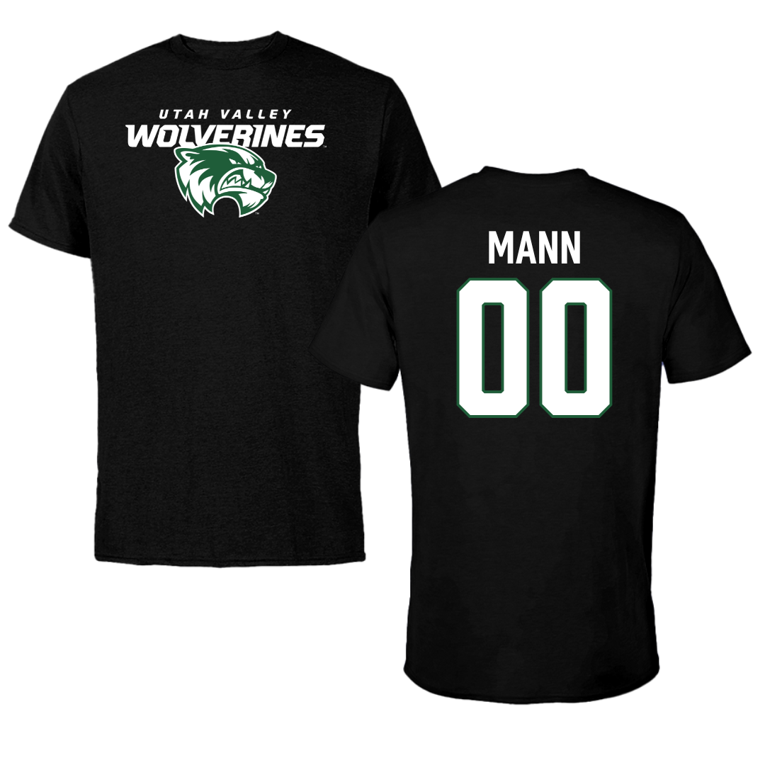 Utah Valley University Softball Black Wolverines Tee - #00 Angelique Mann